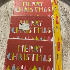 18 American Greetings Merry Christmas cards gold embossed whimsical tree pink